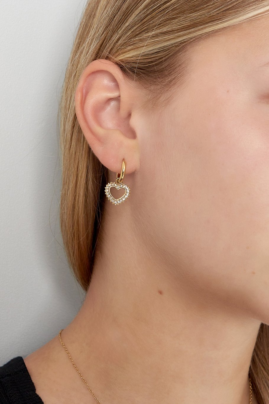 OORBELLEN DIAMOND HEART ZILVER