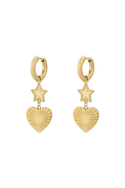 OORBELLEN STAR HEART GOUD