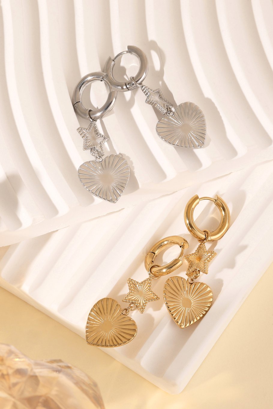 OORBELLEN STAR HEART ZILVER