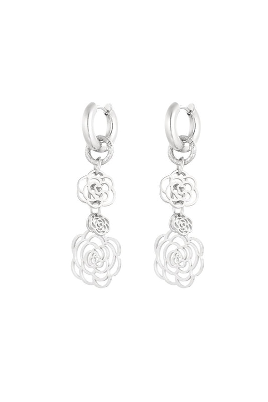 OORBELLEN ROSE DARLING ZILVER