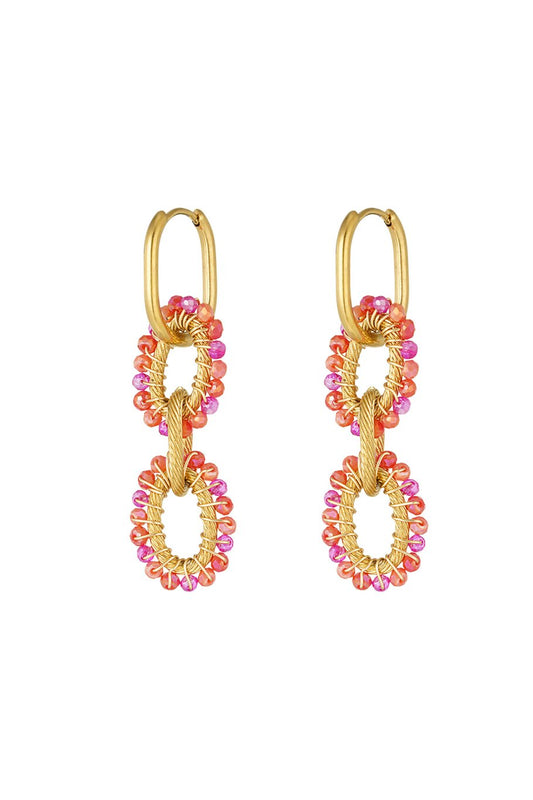 OORBELLEN BEAD PARTY ROZE