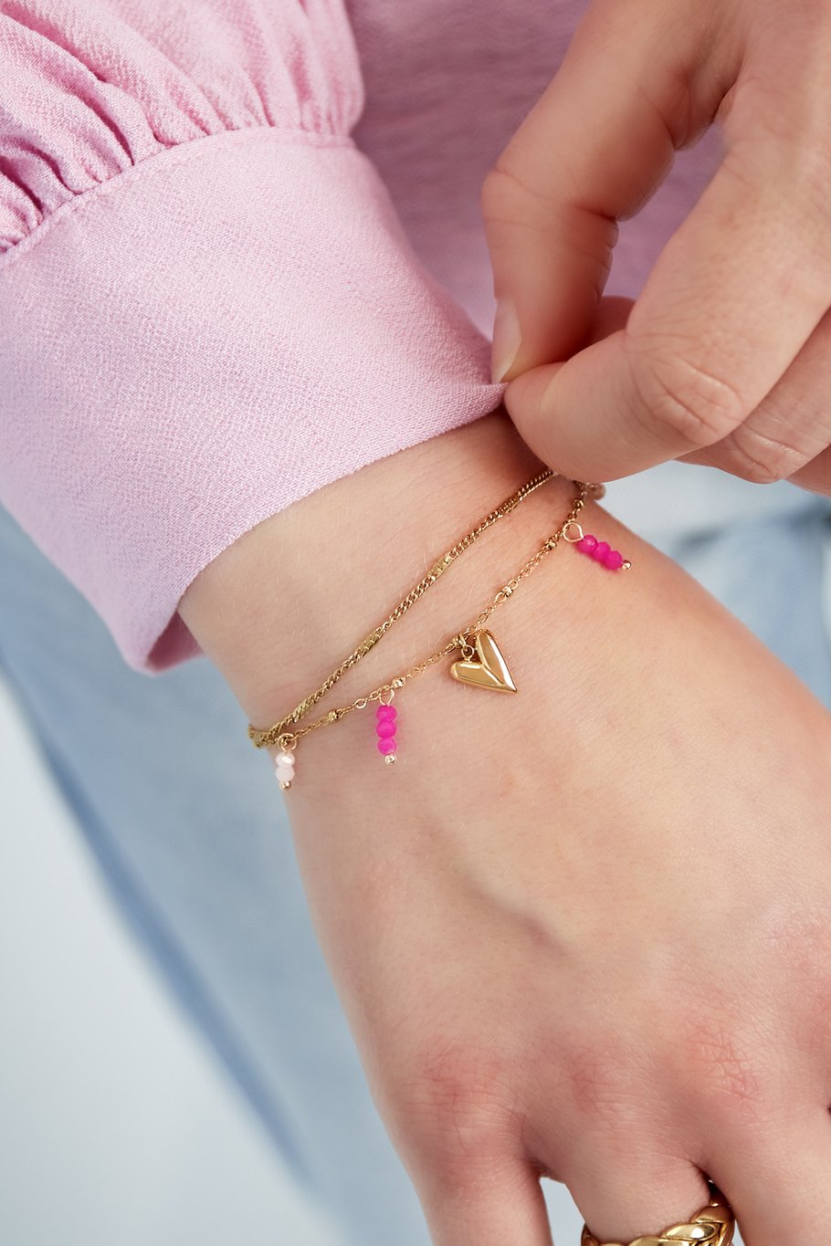ARMBAND DOUBLE LOVE GOUD