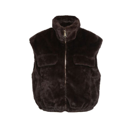 GILET FAUX FUR COFFEE