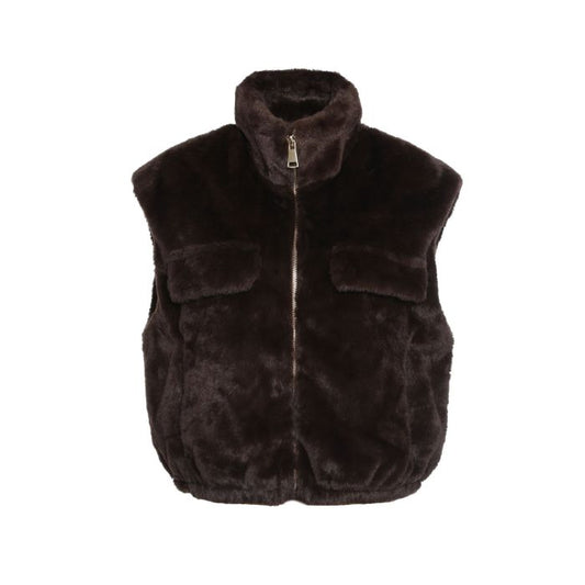 GILET FAUX FUR COFFEE