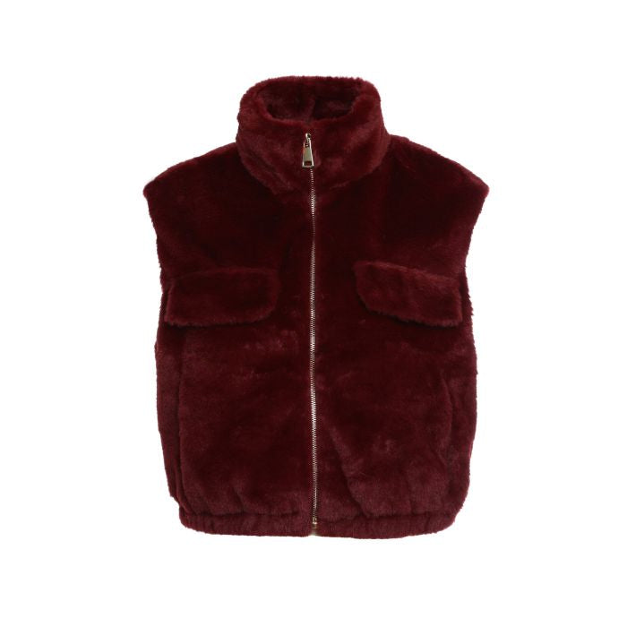 GILET FAUX FUR BORDEAUX