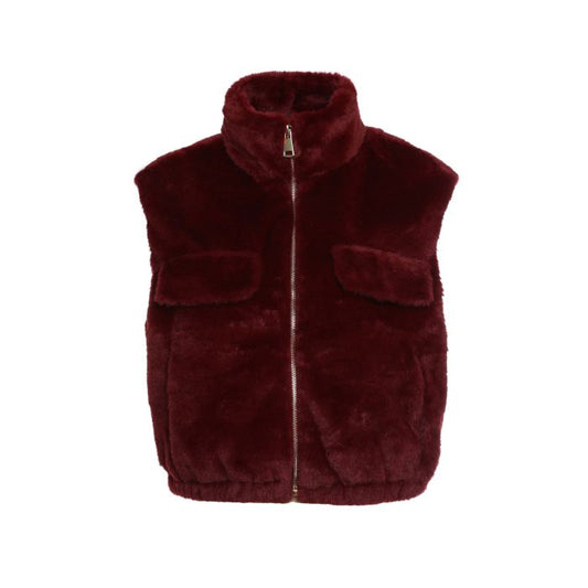 GILET FAUX FUR BORDEAUX