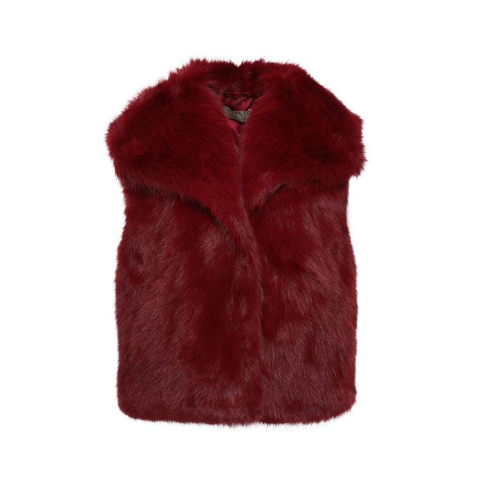 GILET FAUX FUR LUXE BORDEAUX