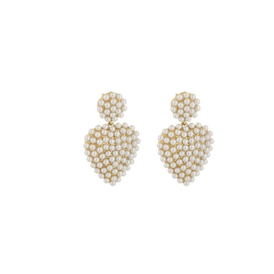 OORBELLEN PEARL HEARTS - Rose & Camellia