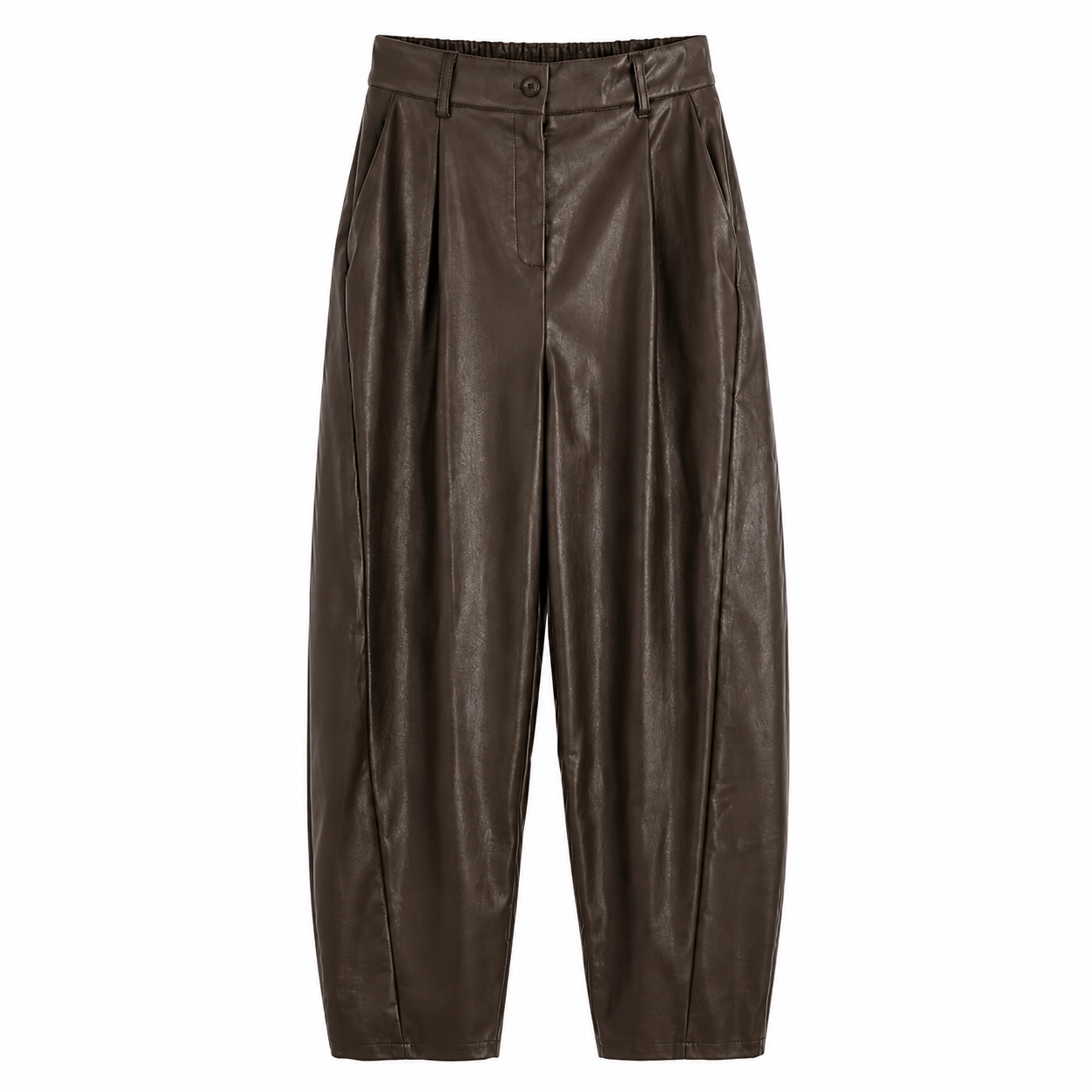 BROEK BARREL PU BRUIN