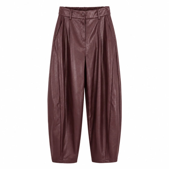 BROEK BARREL PU AUBERGINE