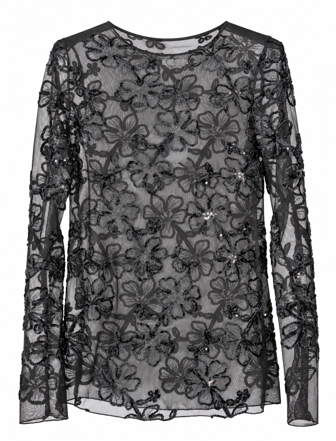 TOP MESH GLITTER SANDY ZWART Kinaofashionboutique