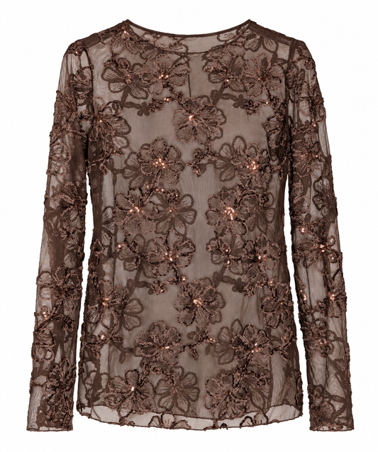 TOP MESH GLITTER SANDY BRUIN Kinaofashionboutique