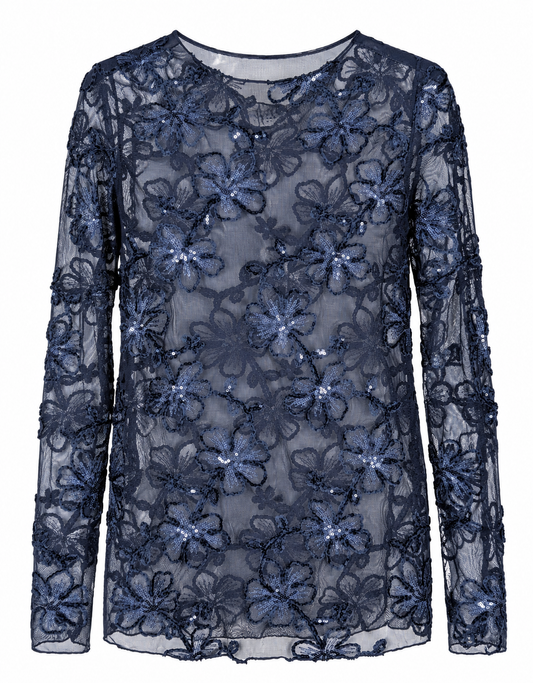 TOP MESH GLITTER SANDY NAVY Kinaofashionboutique