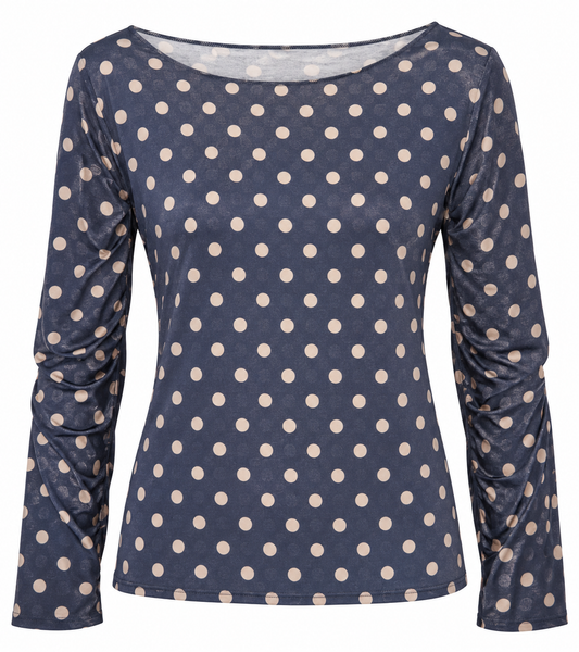 TOP MESH POLKA DOT NAVY Kinaofashionboutique