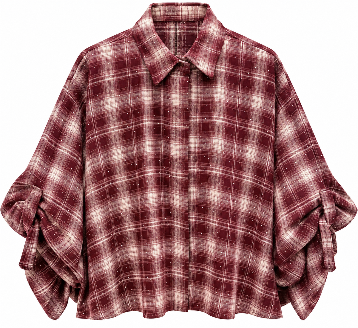 BLOUSE ROSA GLITTER BORDEAUX Kinaofashionboutique