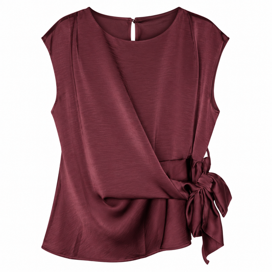 TOP IVY SATIJN BORDEAUX Kinaofashionboutique