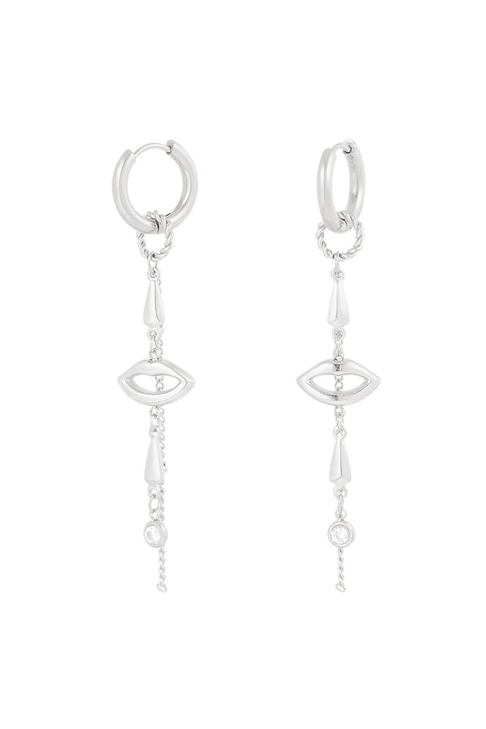 OORBELLEN LIPS ON FIRE ZILVER