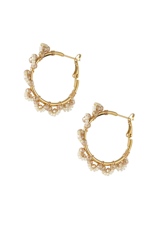 OORBELLEN BEADS PARTY BEIGE