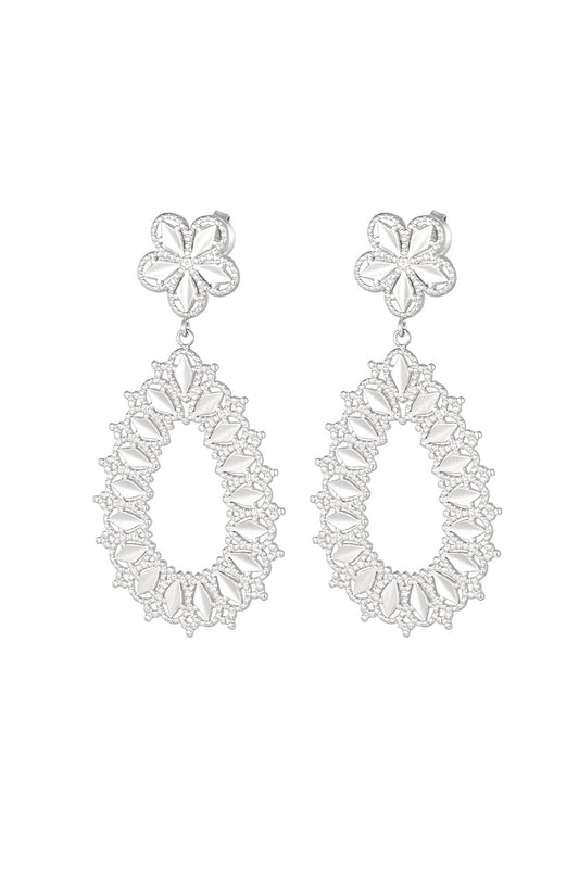 OORBELLEN BLOOM ZILVER