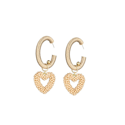 OORBELLEN HOOPS HEART CHAMPAGNE
