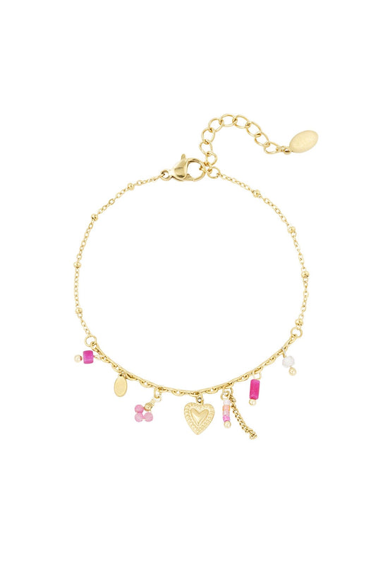 ARMBAND PINK FIESTA GOUD