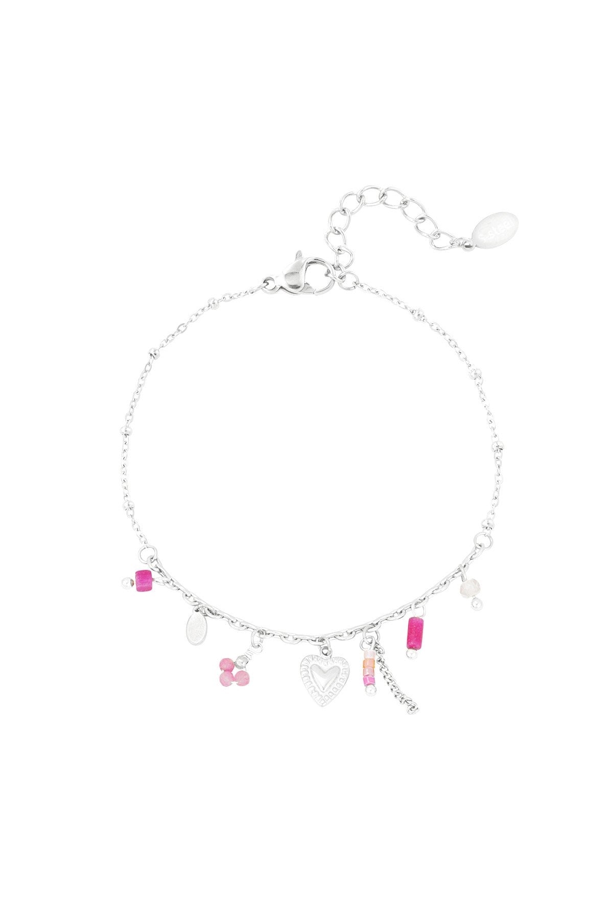 ARMBAND PINK FIESTA ZILVER