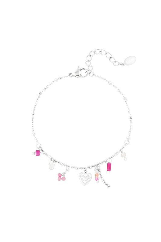 ARMBAND PINK FIESTA ZILVER
