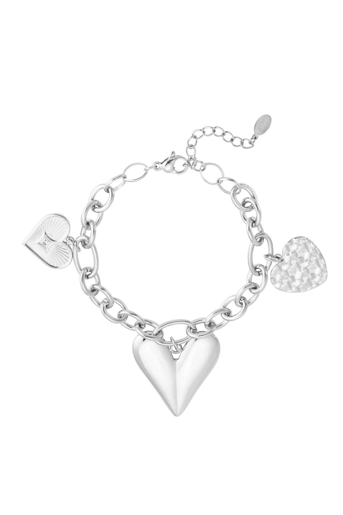 ARMBAND TRIPLE HEART ZILVER