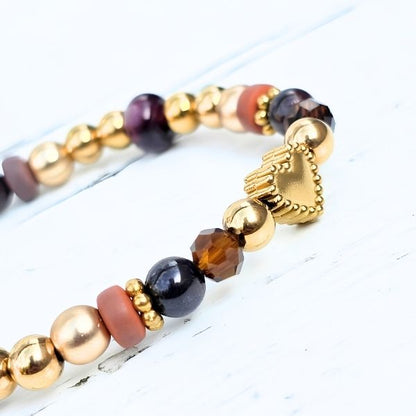 KRALENARMBAND BROWN MIX - LABEL SIX Kinaofashionboutique