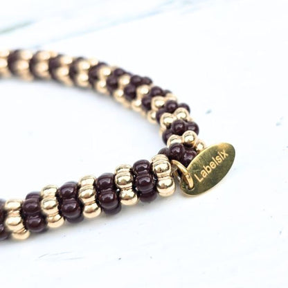 ARMBAND FLOWER BROWN - LABEL SIX Kinaofashionboutique