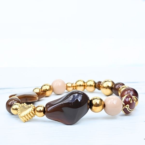 ARMBAND HAPPY BROWN - LABEL SIX Kinaofashionboutique