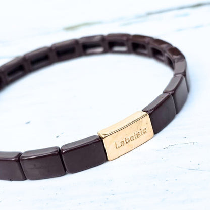 ARMBAND EMAILLE BROWN - LABEL SIX Kinaofashionboutique