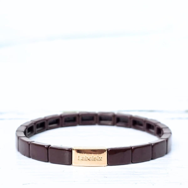 ARMBAND EMAILLE BROWN - LABEL SIX Kinaofashionboutique