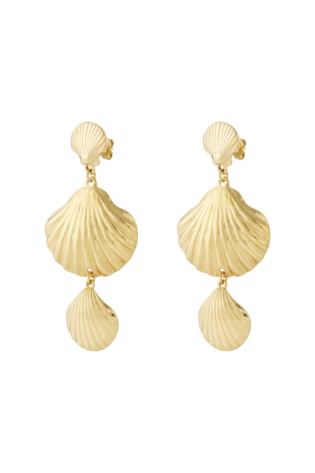 OORBELLEN SCHELP MIX GOUD