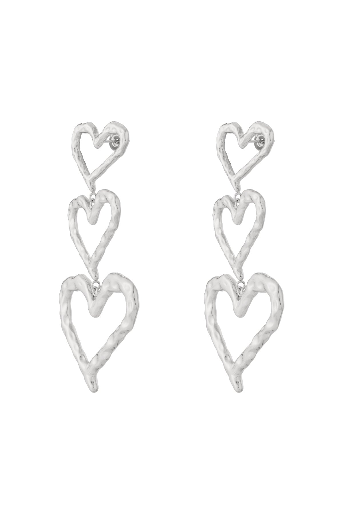 OORBELLEN CASUAL HARTJES ZILVER