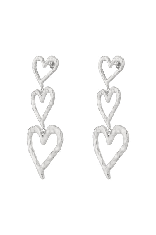 OORBELLEN CASUAL HARTJES ZILVER
