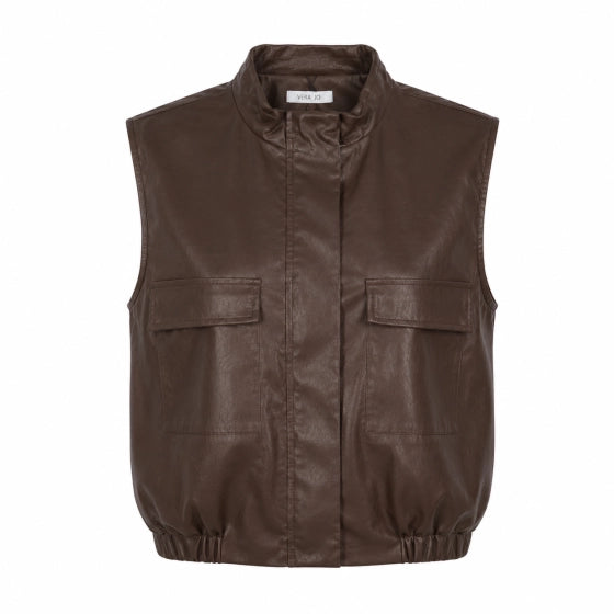 GILET KIM LEDERLOOK BRUIN - VERA JO Kinaofashionboutique
