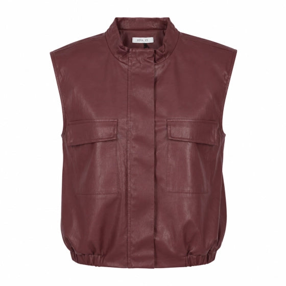 GILET KIM LEDERLOOK BORDEAUX - VERA JO Kinaofashionboutique